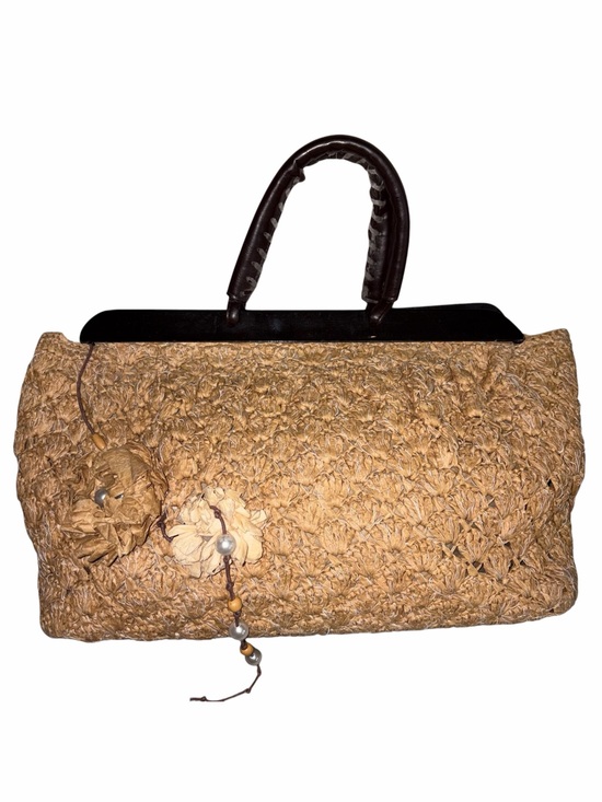 No Label Handbags - Paper Straw Top-Handle Bag in Tan